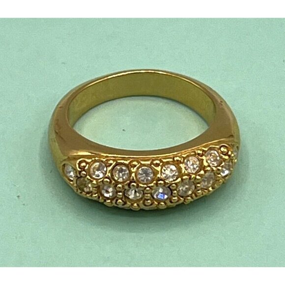 Avon Jewelry - Vintage Avon Gold Tone Rhinestone Dome Ring Size 7 1/2